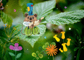 Souris musicienne parmi les fleurs &eacute;clatantes